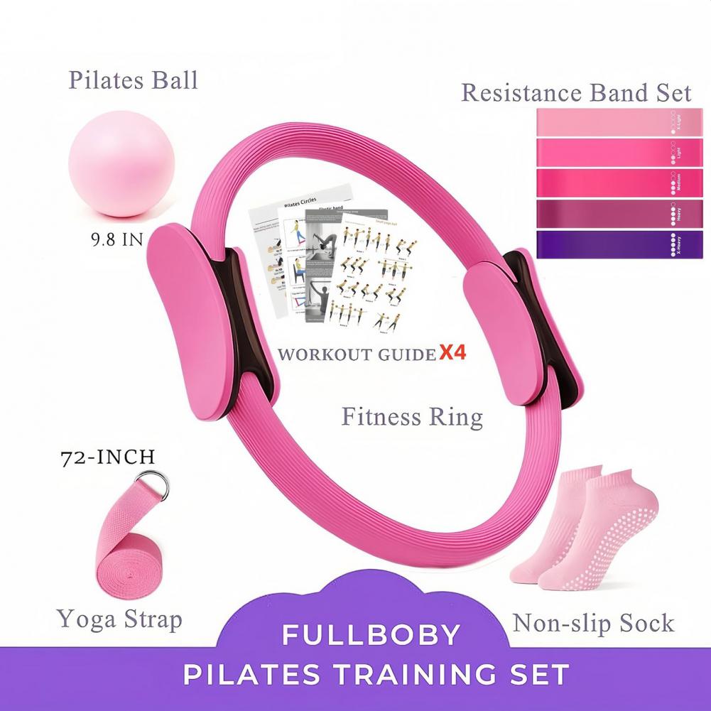 9Pcs/Set Yoga Fitness Kit with - مراجعة Pilates Yoga Resistance Ring وسعره