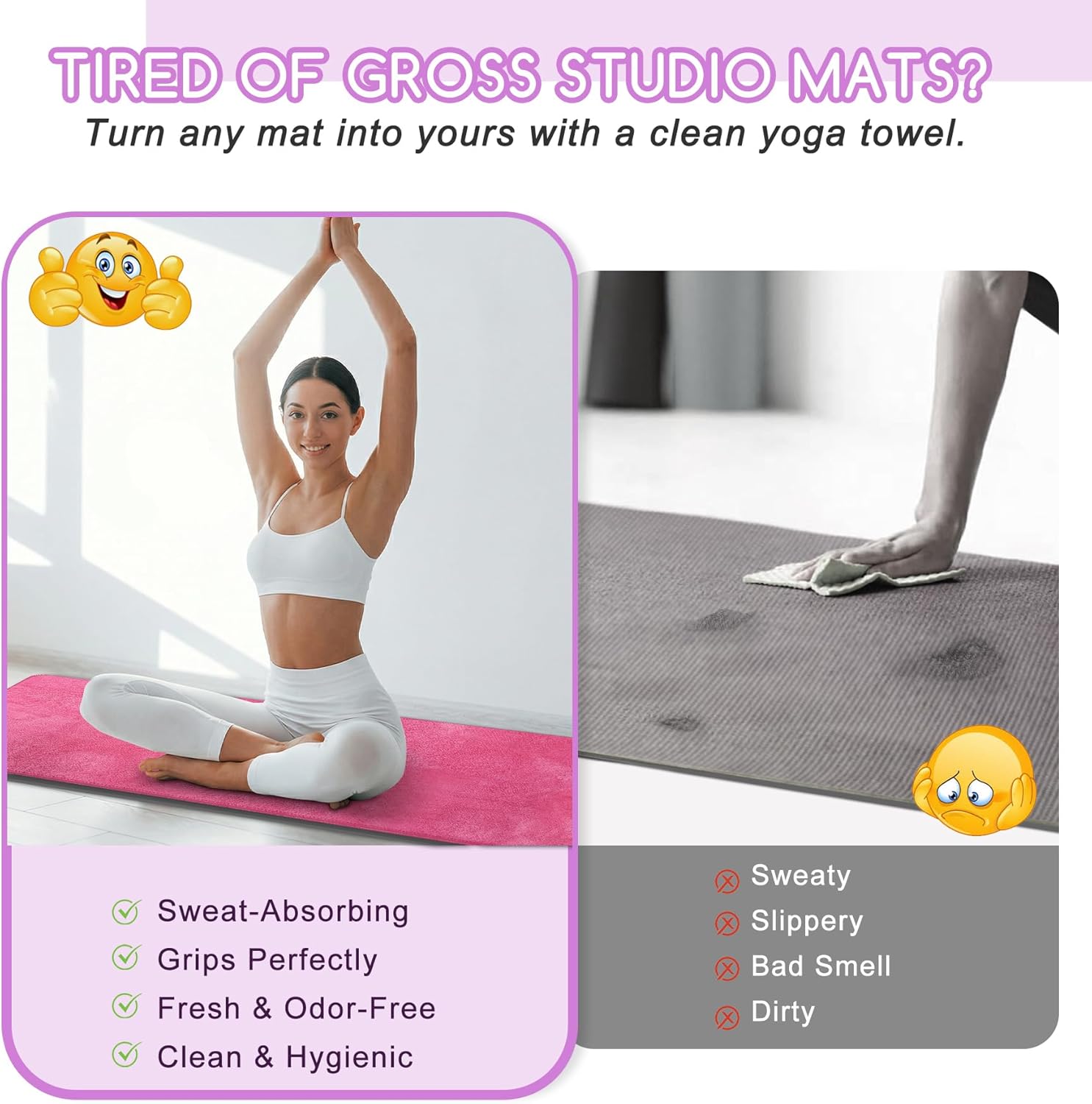 Yoga Mat Towel, Extra Thick 60 - مراجعة Pilates Yoga Mat وسعره