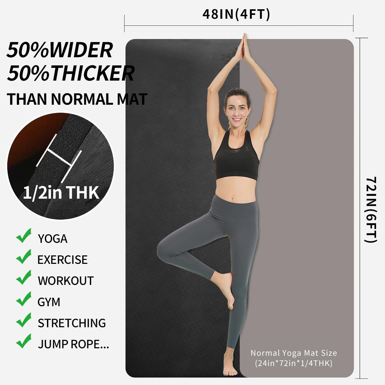 Extra Thick TPE Yoga Mat 6'x4' - مراجعة Pilates Yoga Mat وسعره