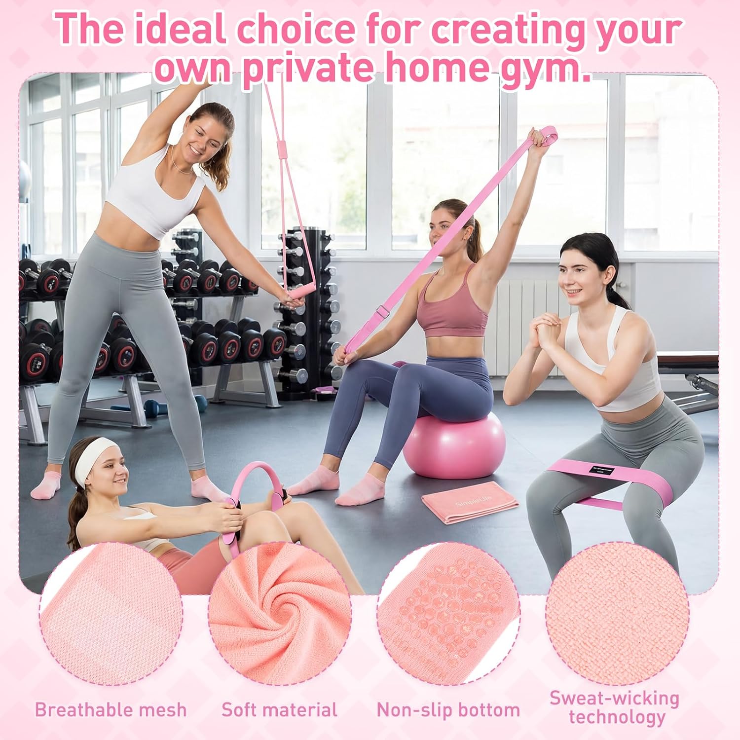 11 Pcs Pink Yoga Accessories S - مراجعة Pilates Yoga Mat Workout وسعره