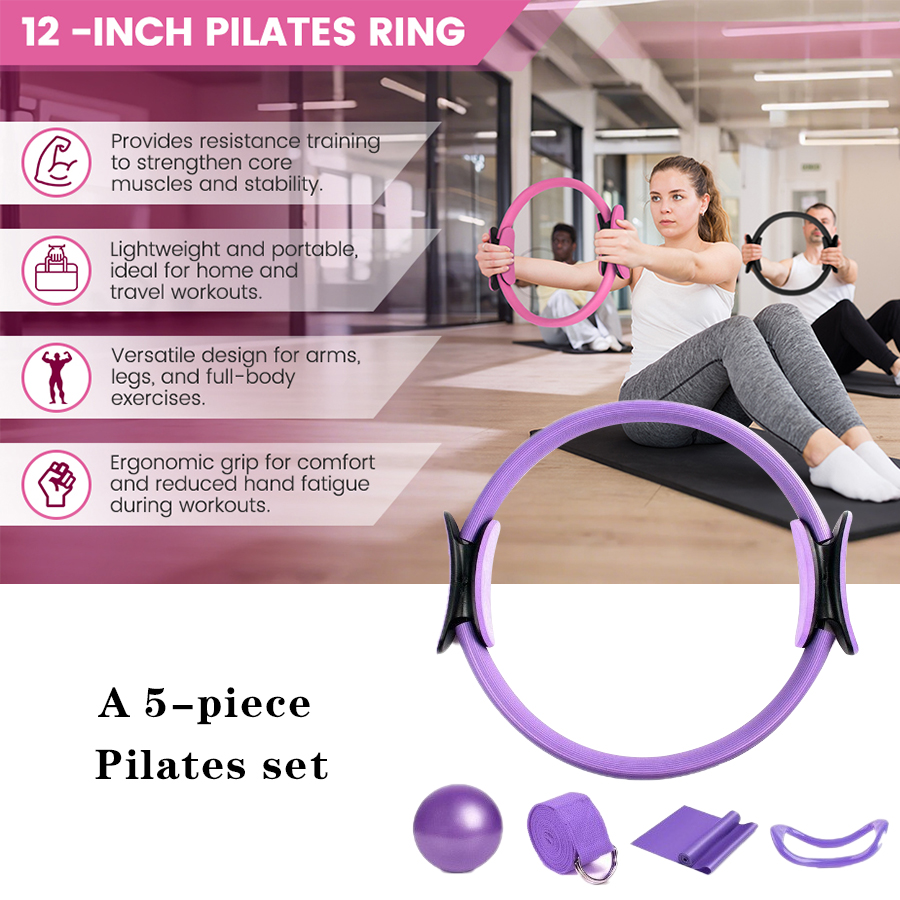 Customized LOGO 5-Piece Home G - مراجعة Pilates Yoga Resistance Ring وسعره