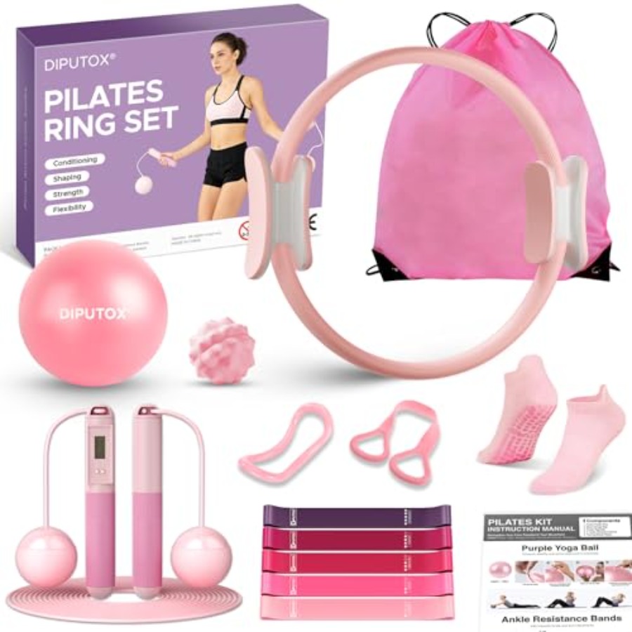 Pilates Ring Kit for Women Hom - مراجعة Pilates Yoga Resistance Ring وسعره