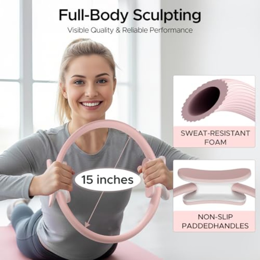 Pilates Ring Kit for Women Hom - مراجعة Pilates Yoga Resistance Ring وسعره