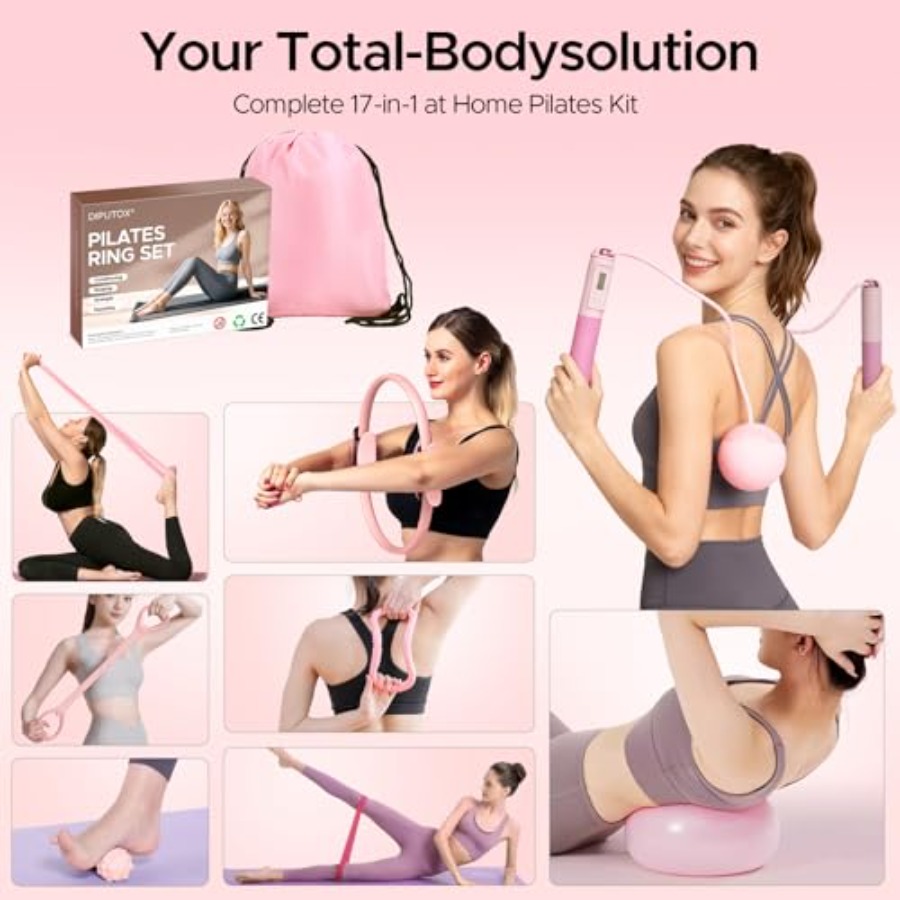 Pilates Ring Kit for Women Hom - مراجعة Pilates Yoga Resistance Ring وسعره