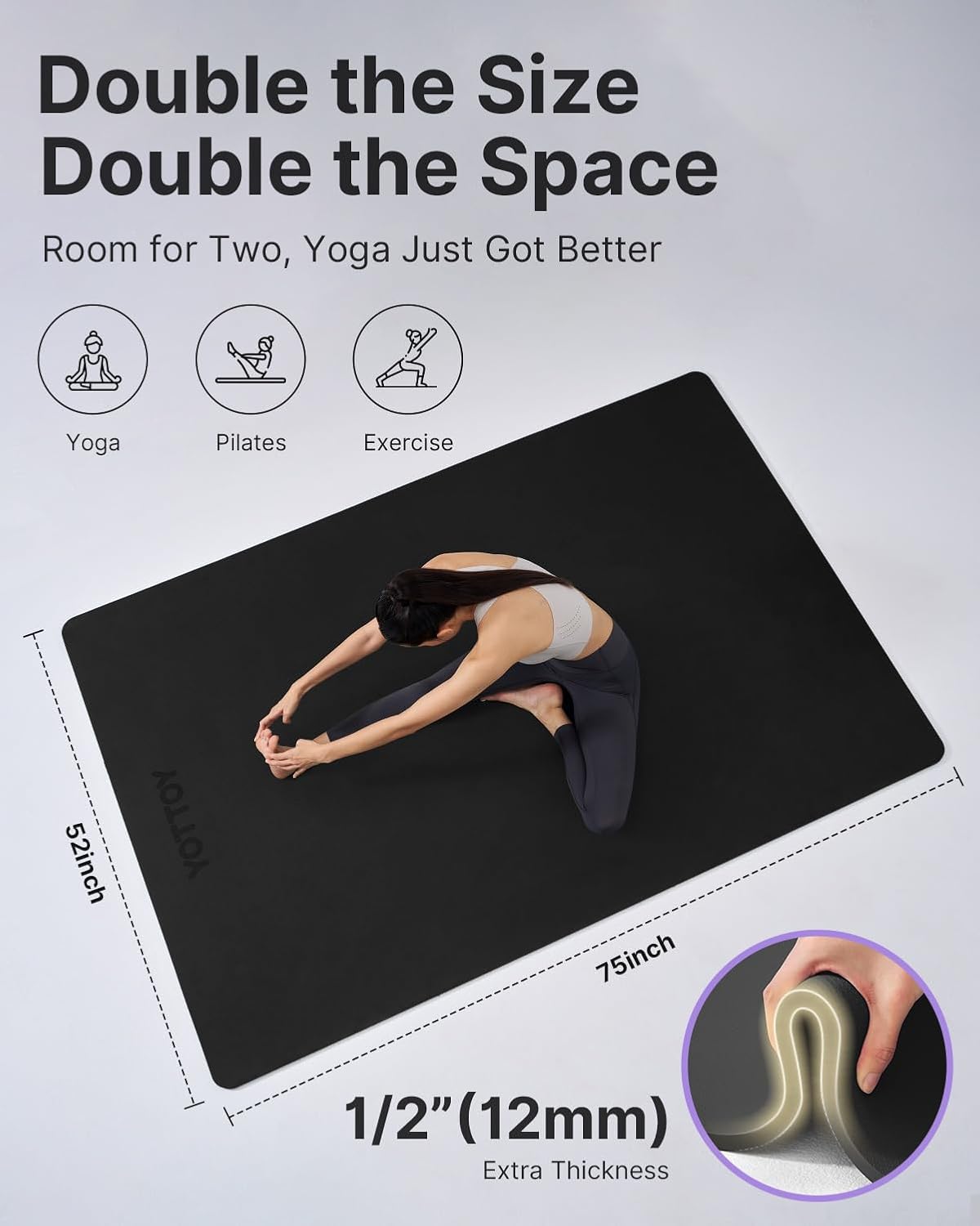 Large Yoga Mat 75x52x1/2in, Ex - مراجعة Pilates Yoga Mat وسعره